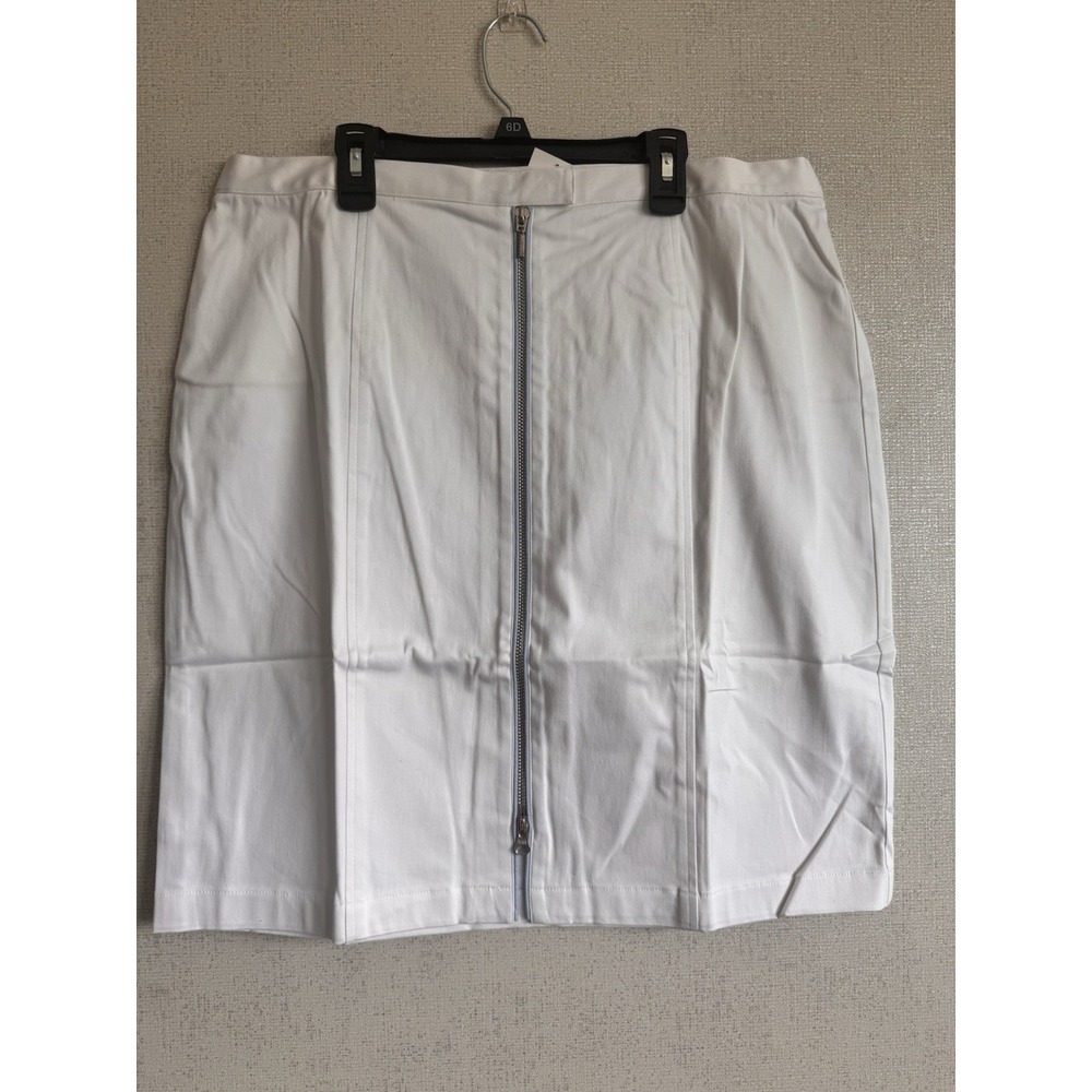 Together White Pencil Skirt Womens 16W Front Zip Stretch Cotton Career Skirt NWT